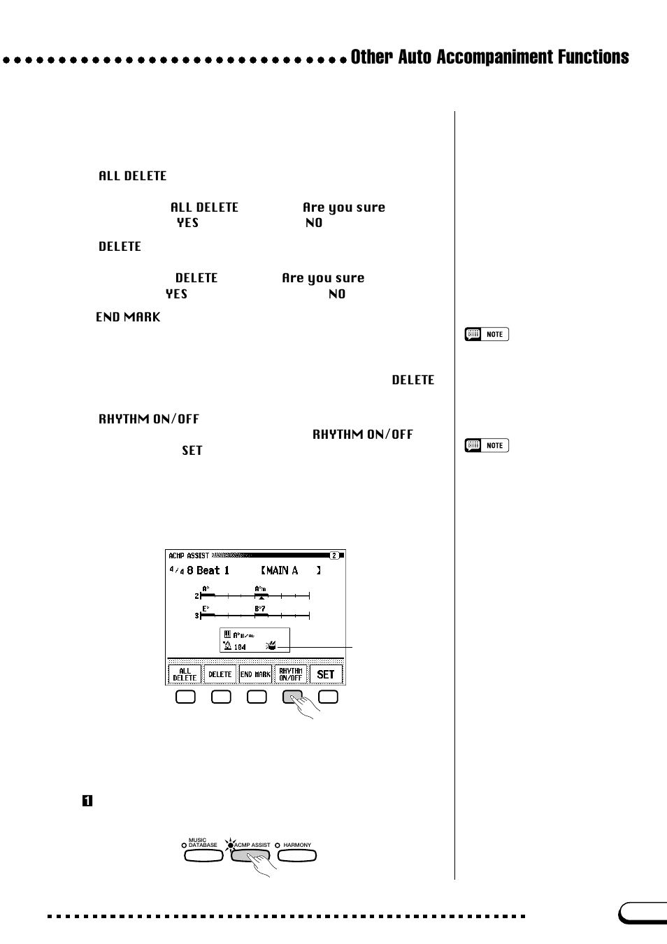 Other auto accompaniment functions, Other accompaniment assistance functions, Playing with accompaniment assistance | Yamaha CVP-109  EN User Manual | Page 85 / 235