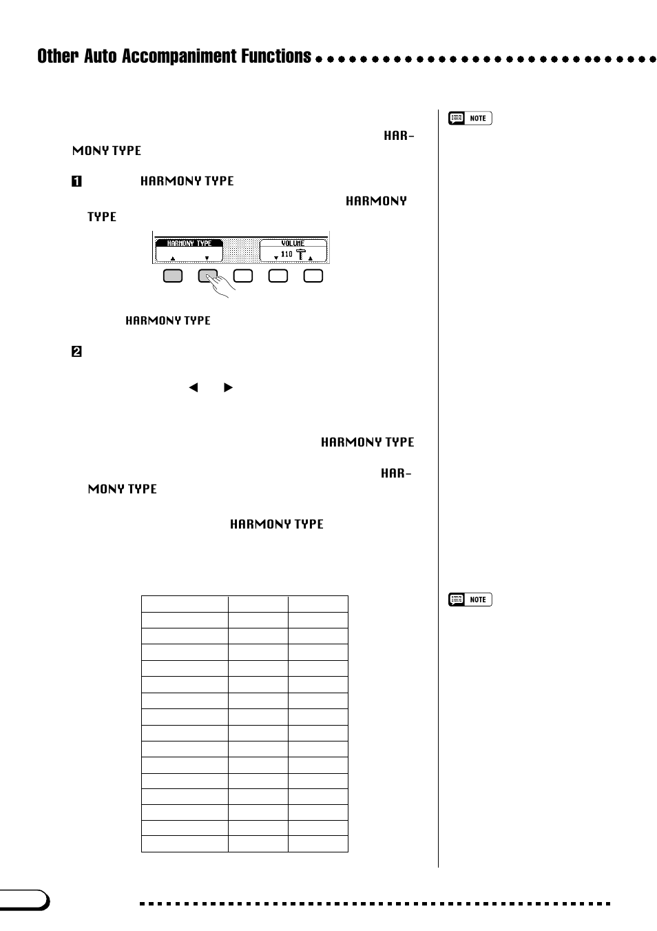 Other auto accompaniment functions, Selecting a harmony type | Yamaha CVP-109  EN User Manual | Page 88 / 235