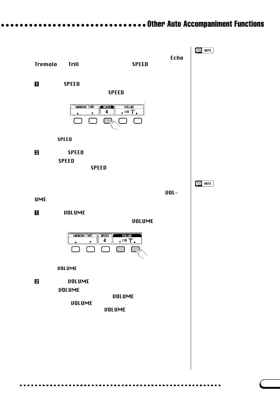 Other auto accompaniment functions, Changing the harmony speed, Changing the harmony volume | Yamaha CVP-109  EN User Manual | Page 89 / 235