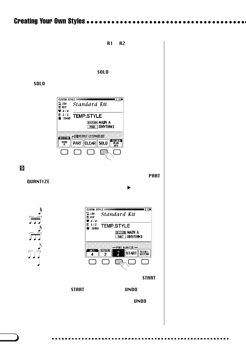 Creating your own styles, Quantize the recorded part, if necessary | Yamaha CVP-109  EN User Manual | Page 96 / 235