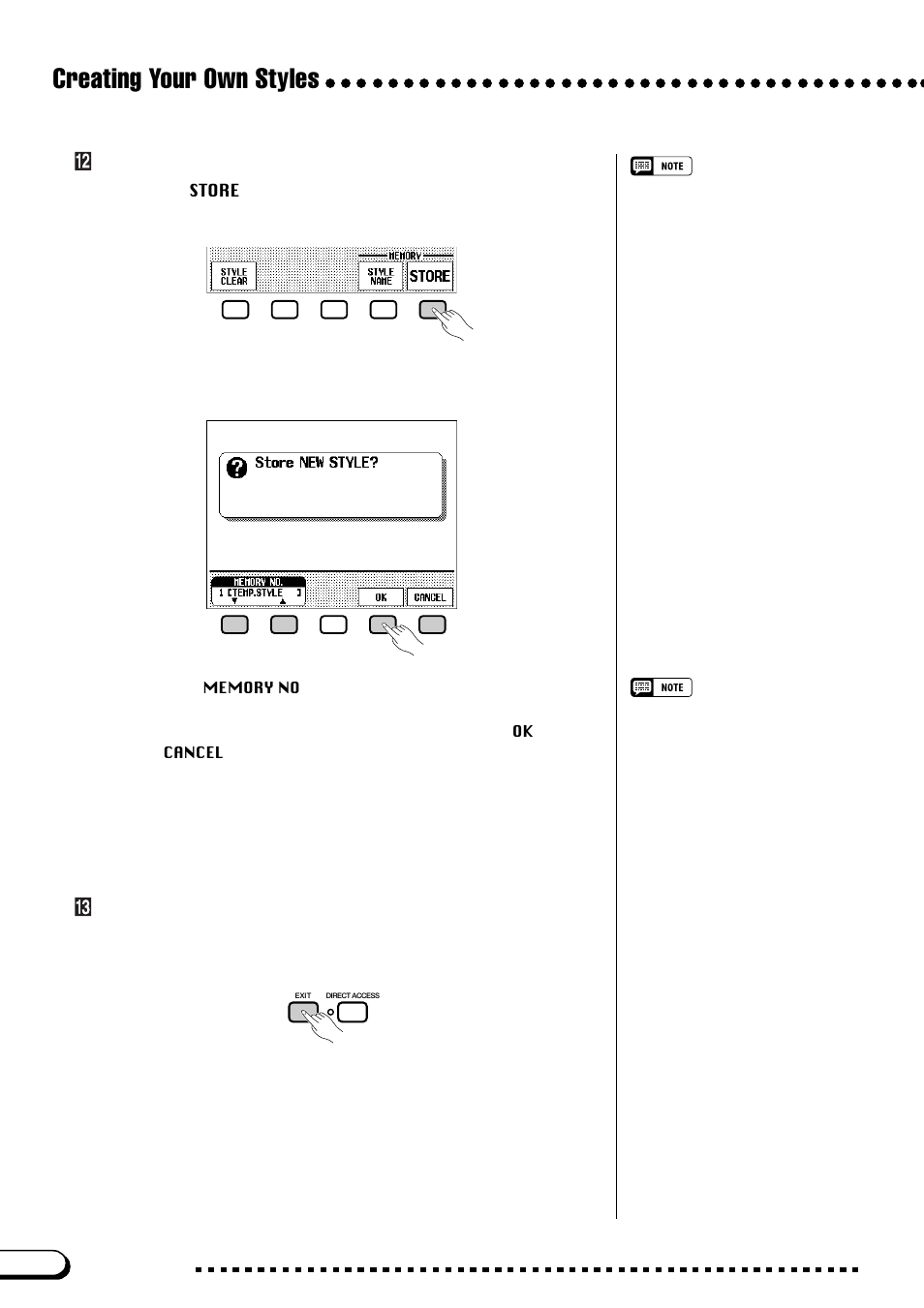 Creating your own styles, Store the custom style, Exit when done | Yamaha CVP-109  EN User Manual | Page 98 / 235