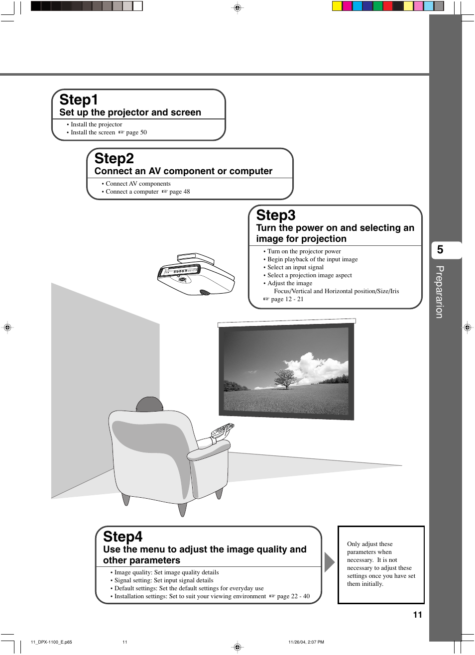 Step2, Step3, Step1 | Step4 | Yamaha DPX-1200 User Manual | Page 15 / 68