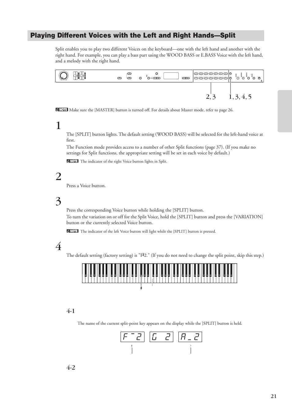 Playing voices cp33 owner’s manual, F# 2 c3 | Yamaha CP 33 User Manual | Page 21 / 64