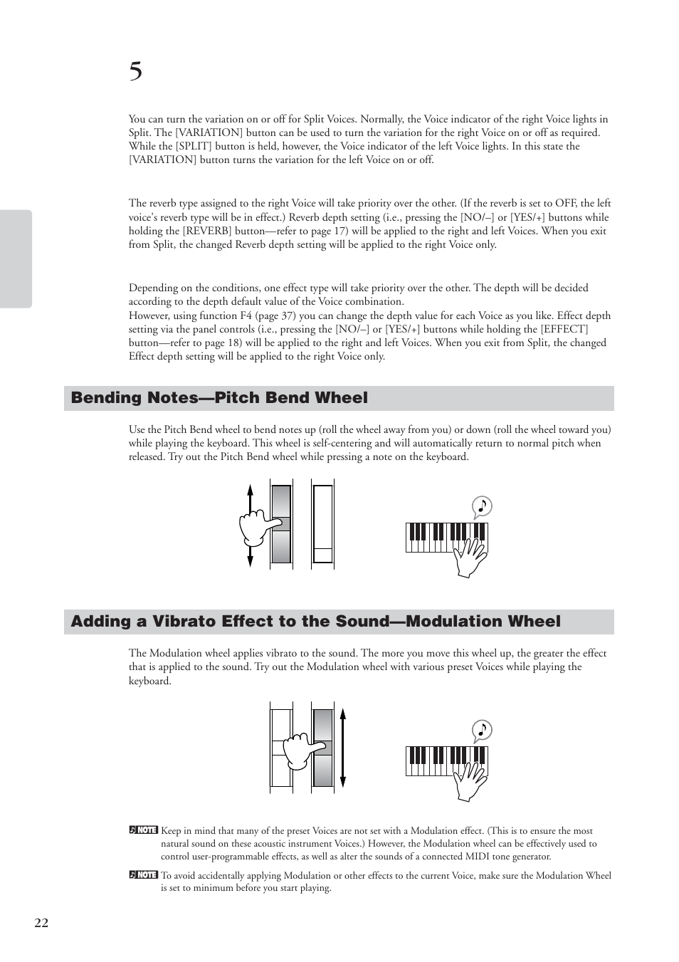 Bending notes-pitch bend wheel | Yamaha CP 33 User Manual | Page 22 / 64