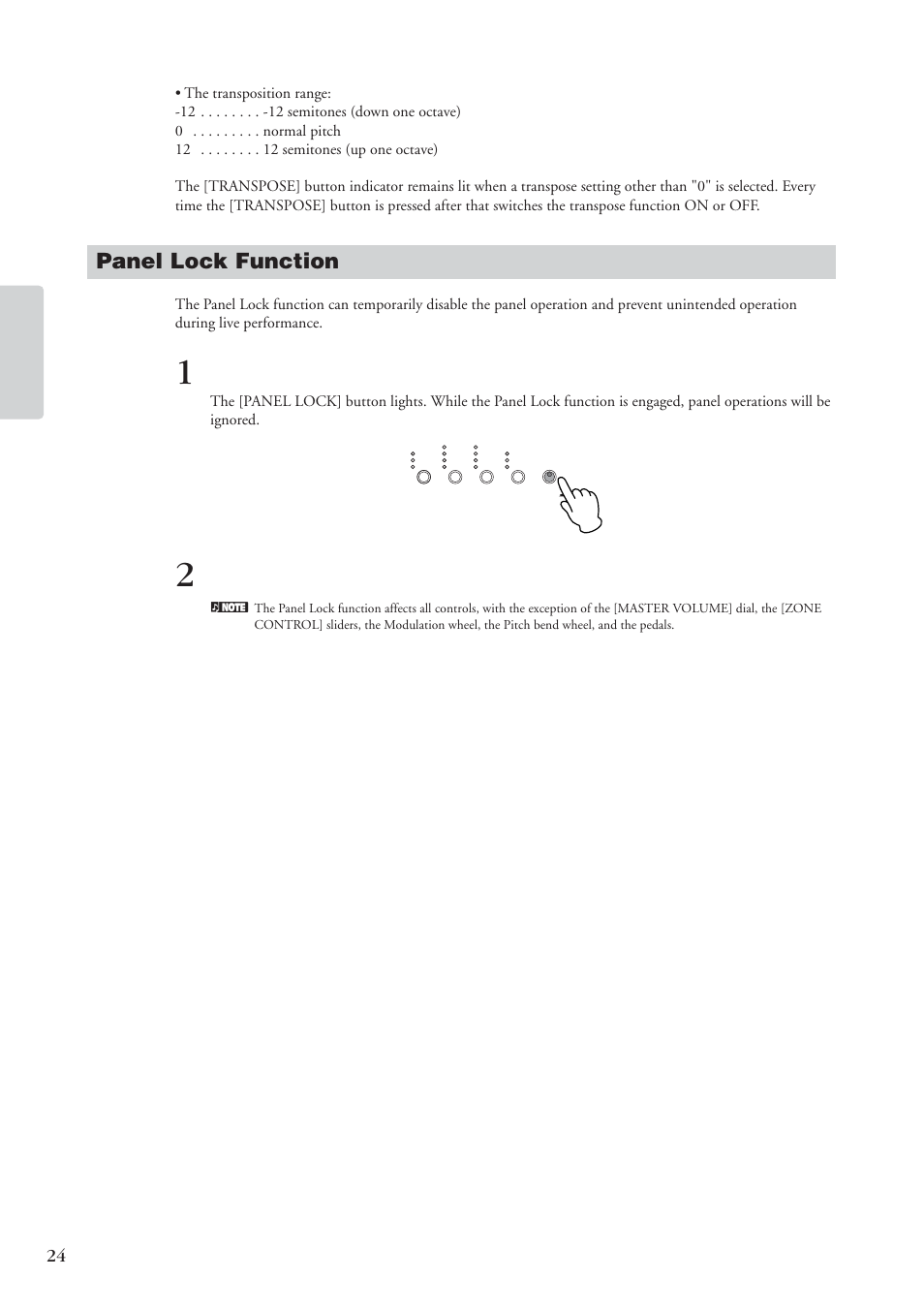 Panel lock function | Yamaha CP 33 User Manual | Page 24 / 64