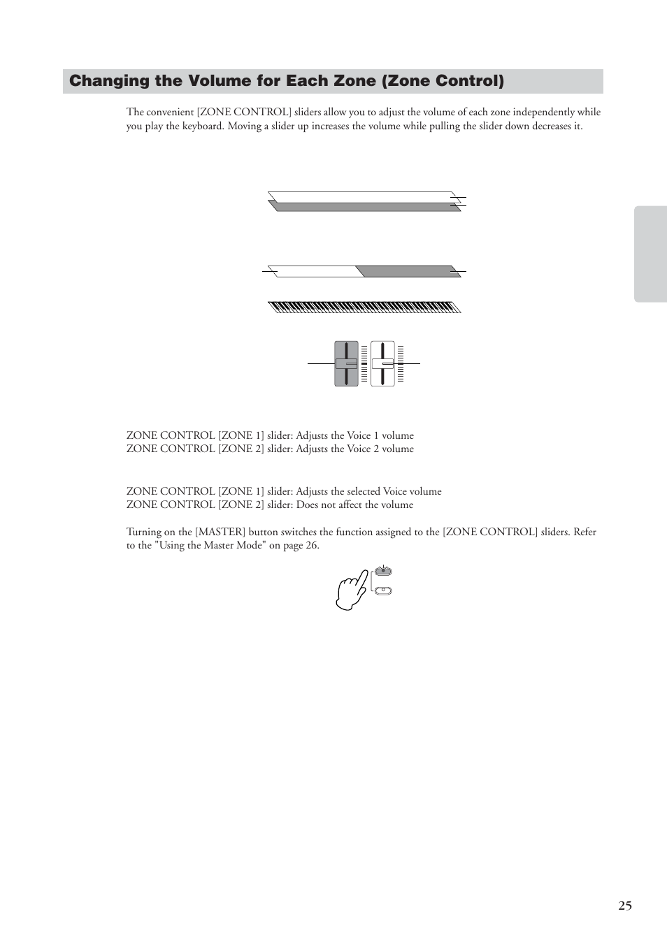 Changing the volume for each zone (zone control) | Yamaha CP 33 User Manual | Page 25 / 64