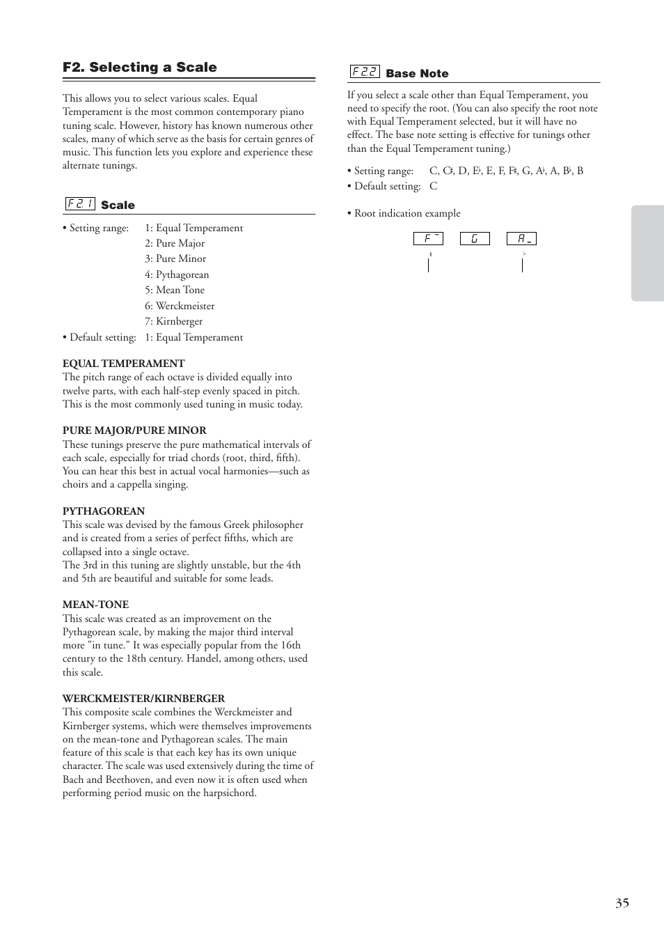 F2. selecting a scale | Yamaha CP 33 User Manual | Page 35 / 64