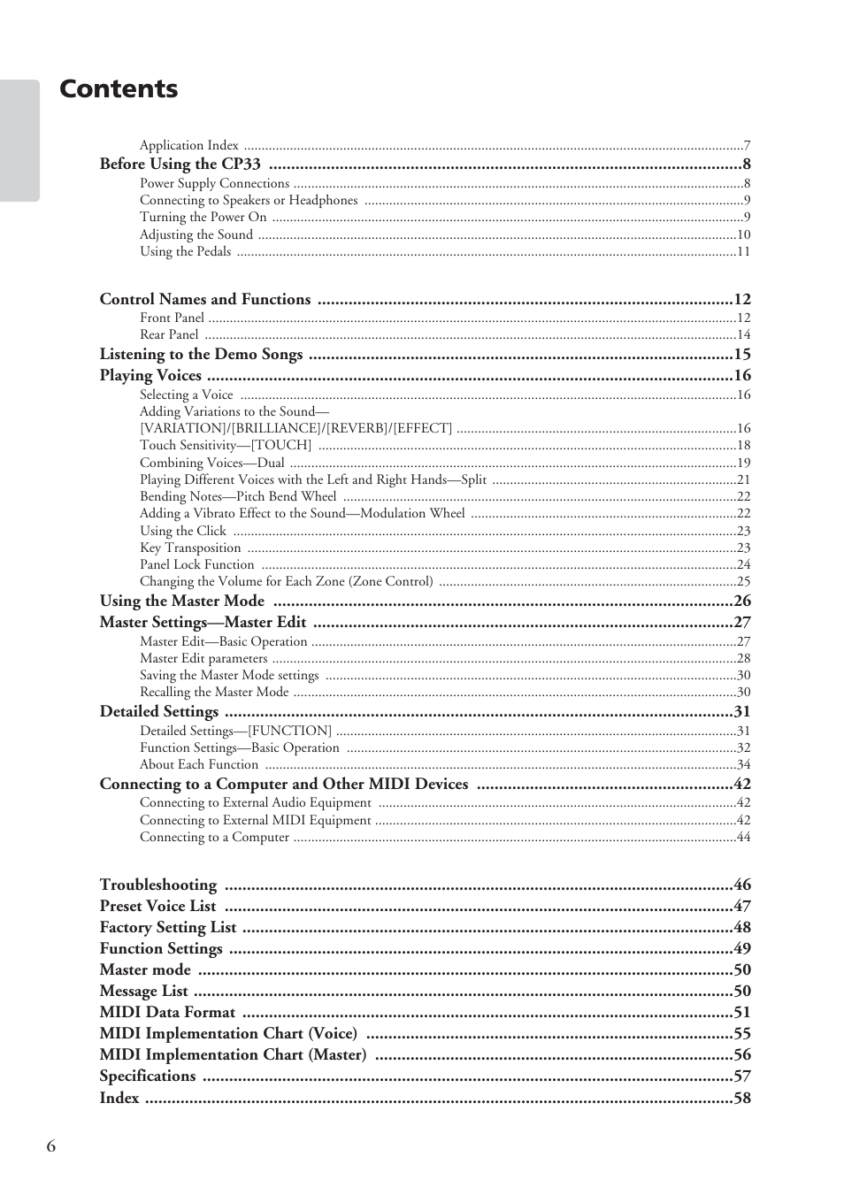 Yamaha CP 33 User Manual | Page 6 / 64