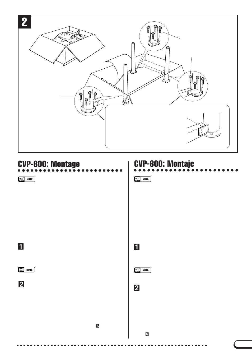 Cvp-600: montage, Cvp-600: montaje | Yamaha CVP-200 User Manual | Page 61 / 75