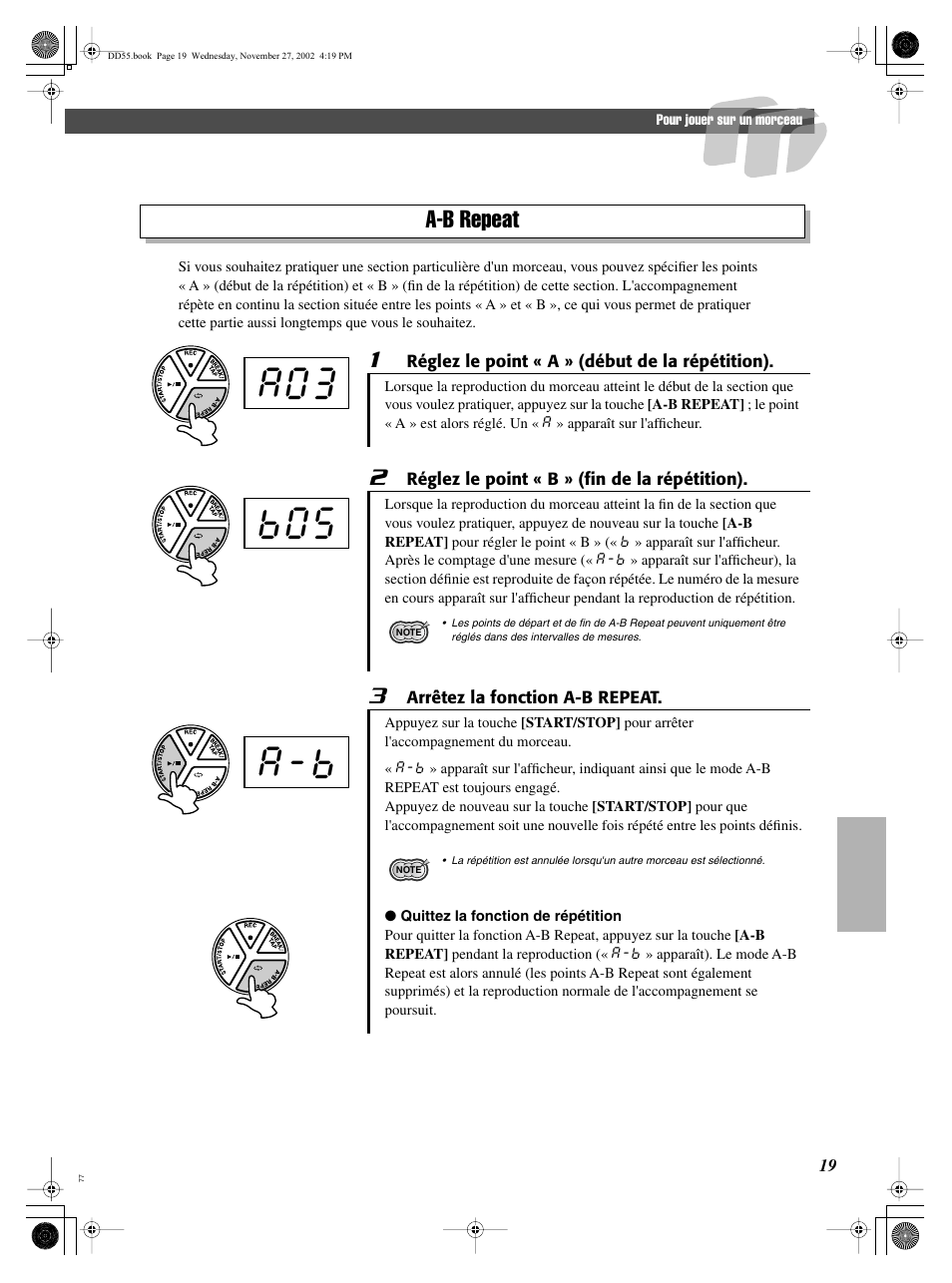 A03 b05, A-b repeat | Yamaha DRUM PW DD-55C User Manual | Page 19 / 46