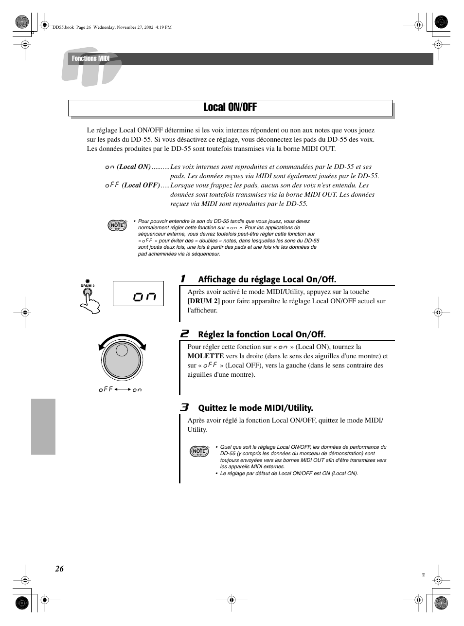 Local on/off | Yamaha DRUM PW DD-55C User Manual | Page 26 / 46