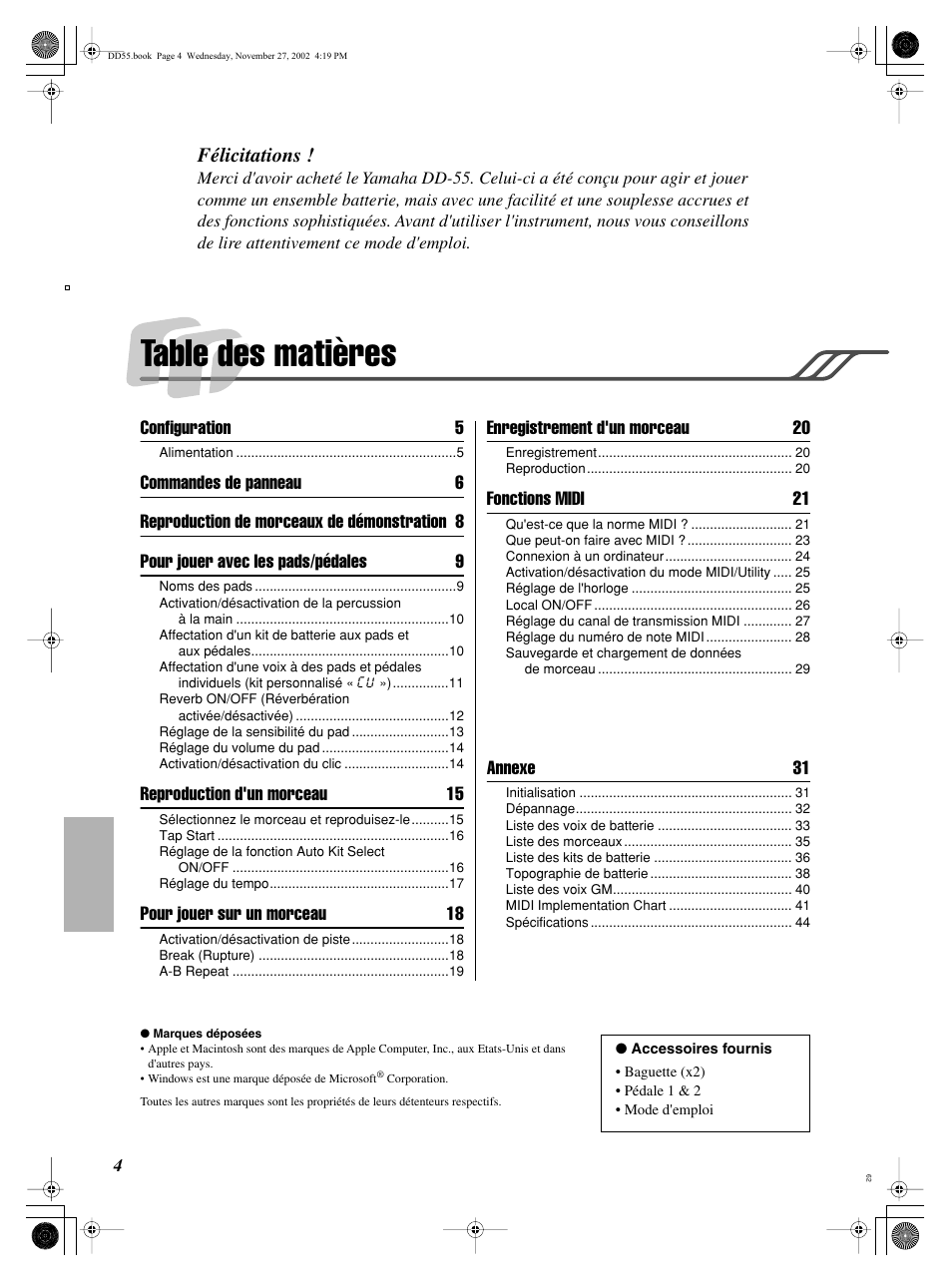 Yamaha DRUM PW DD-55C User Manual | Page 4 / 46