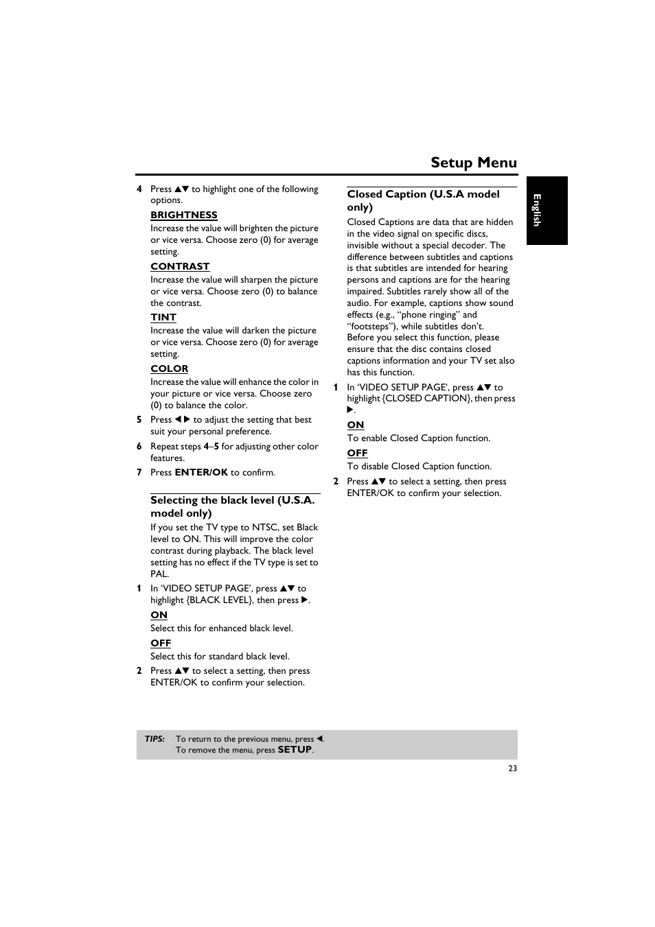 Setup menu | Yamaha DV-S5750 User Manual | Page 27 / 36