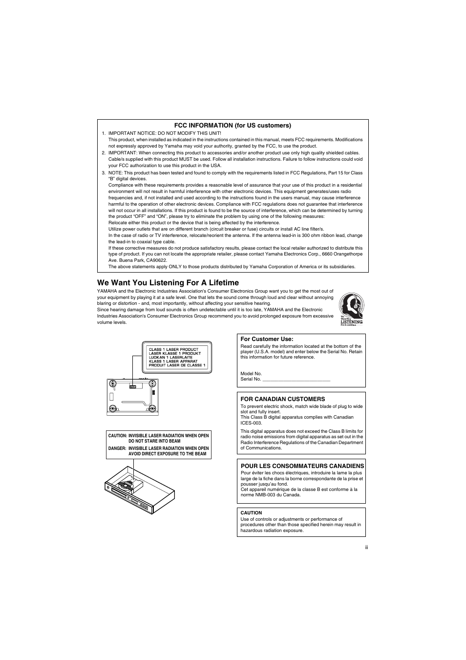 We want you listening for a lifetime | Yamaha DV-S5750 User Manual | Page 3 / 36