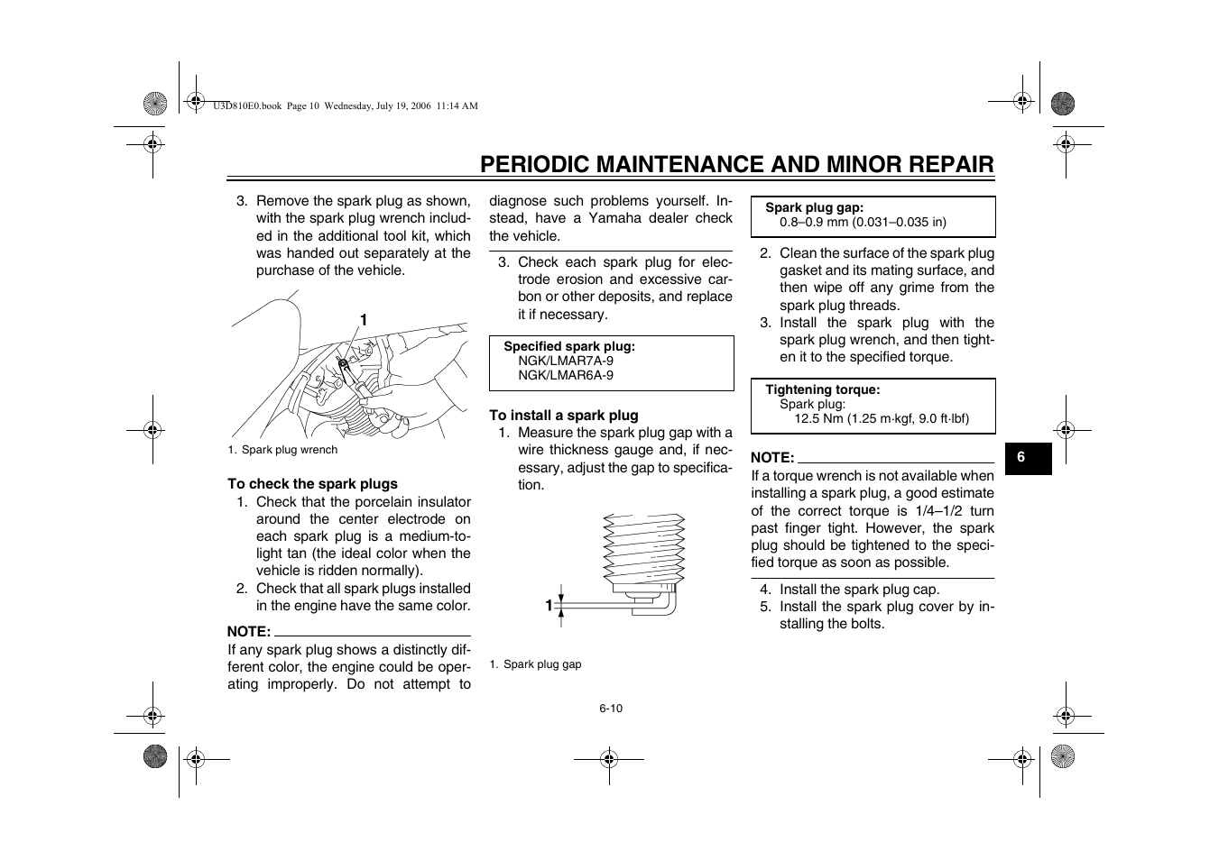 Periodic maintenance and minor repair | Yamaha XVS13AW(C) User Manual | Page 49 / 97