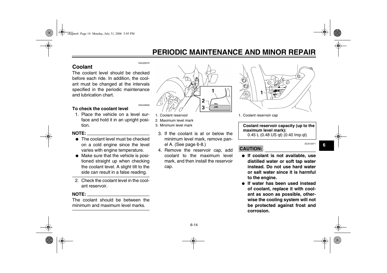 Coolant -14, Ge 6-14), Periodic maintenance and minor repair | Yamaha XVS13AW(C) User Manual | Page 53 / 97