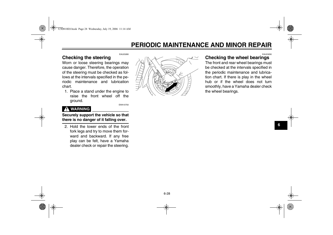 Periodic maintenance and minor repair | Yamaha XVS13AW(C) User Manual | Page 67 / 97
