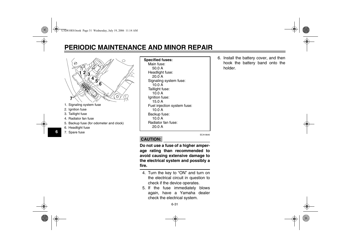 Periodic maintenance and minor repair | Yamaha XVS13AW(C) User Manual | Page 70 / 97