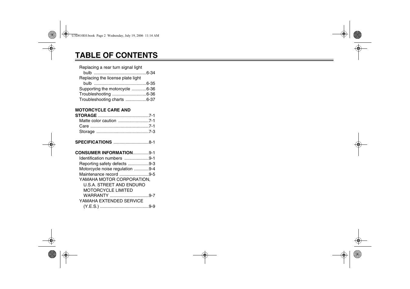 Yamaha XVS13AW(C) User Manual | Page 8 / 97