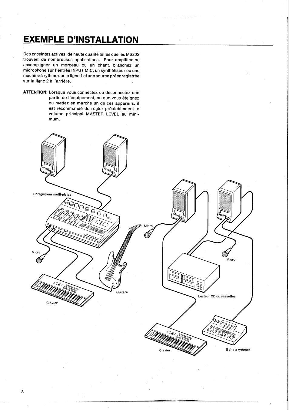 Exemple d’installation | Yamaha MS20S User Manual | Page 11 / 20