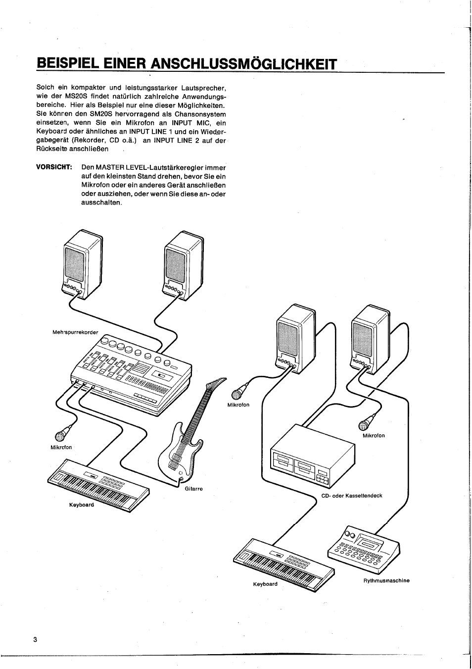 Beispiel einer anschlussmöglichkeit | Yamaha MS20S User Manual | Page 17 / 20