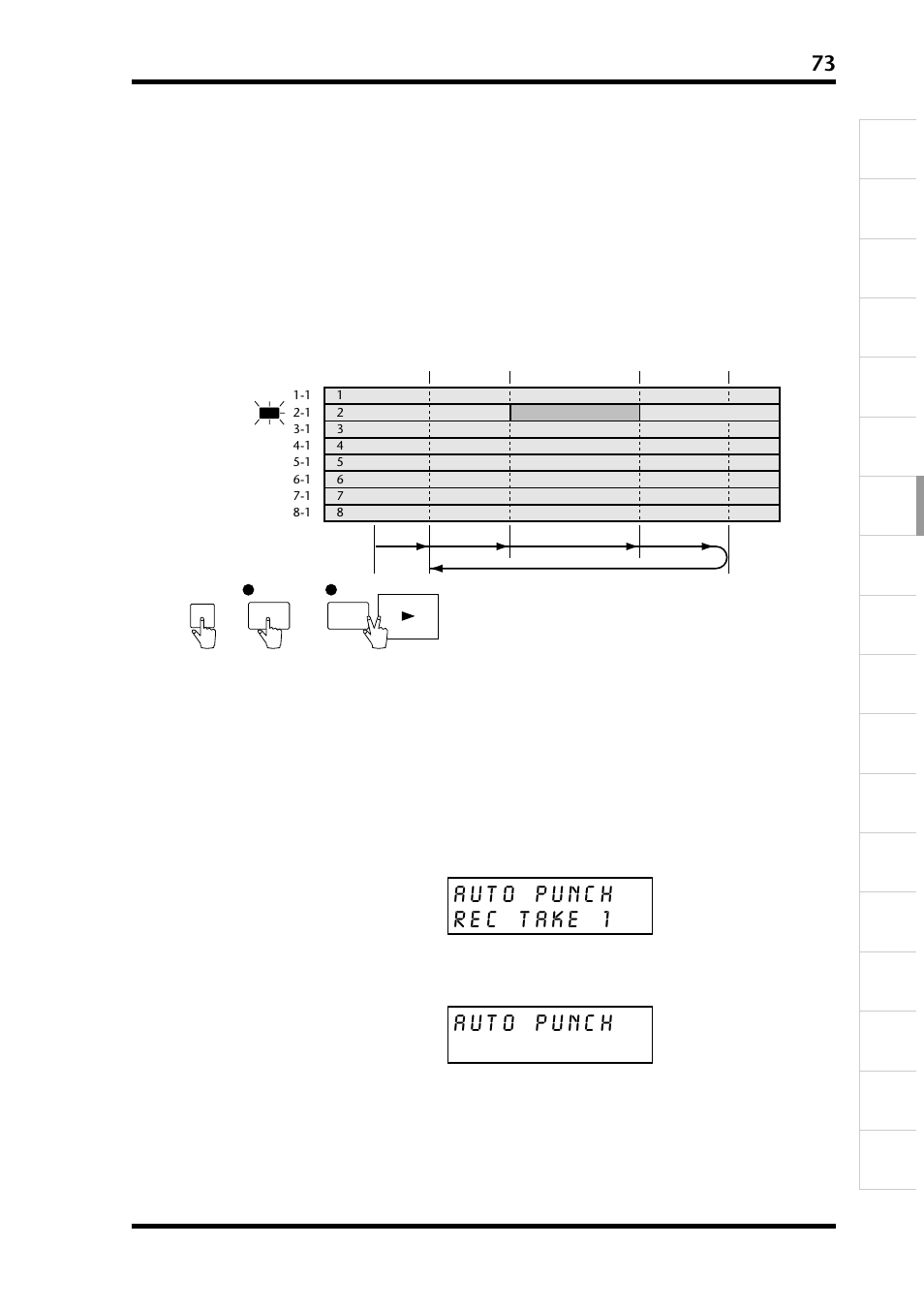 オートパンチリハーサル | Yamaha D24 User Manual | Page 78 / 217