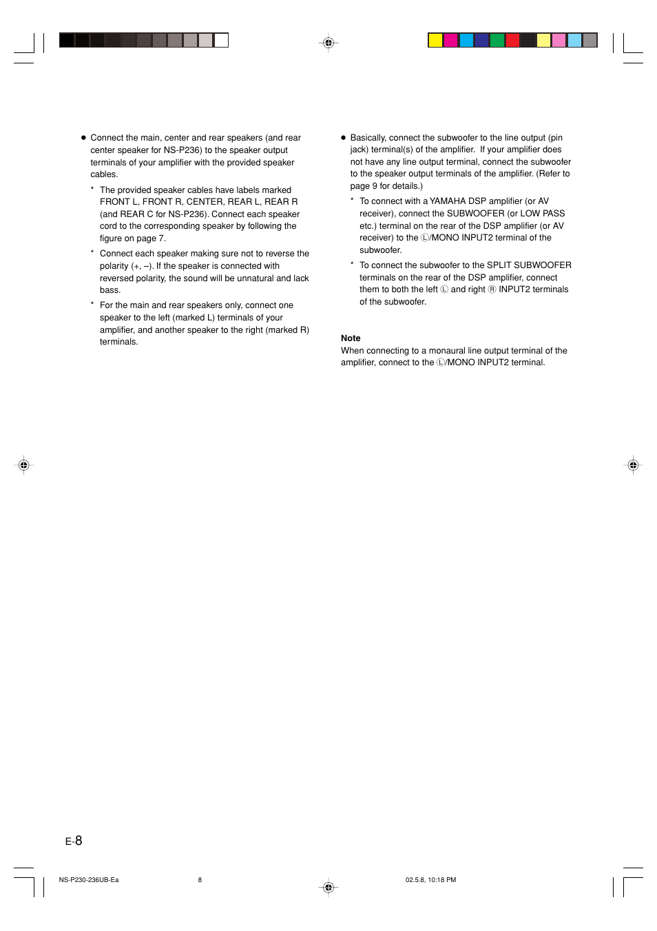 Yamaha NS-P230 User Manual | Page 12 / 20