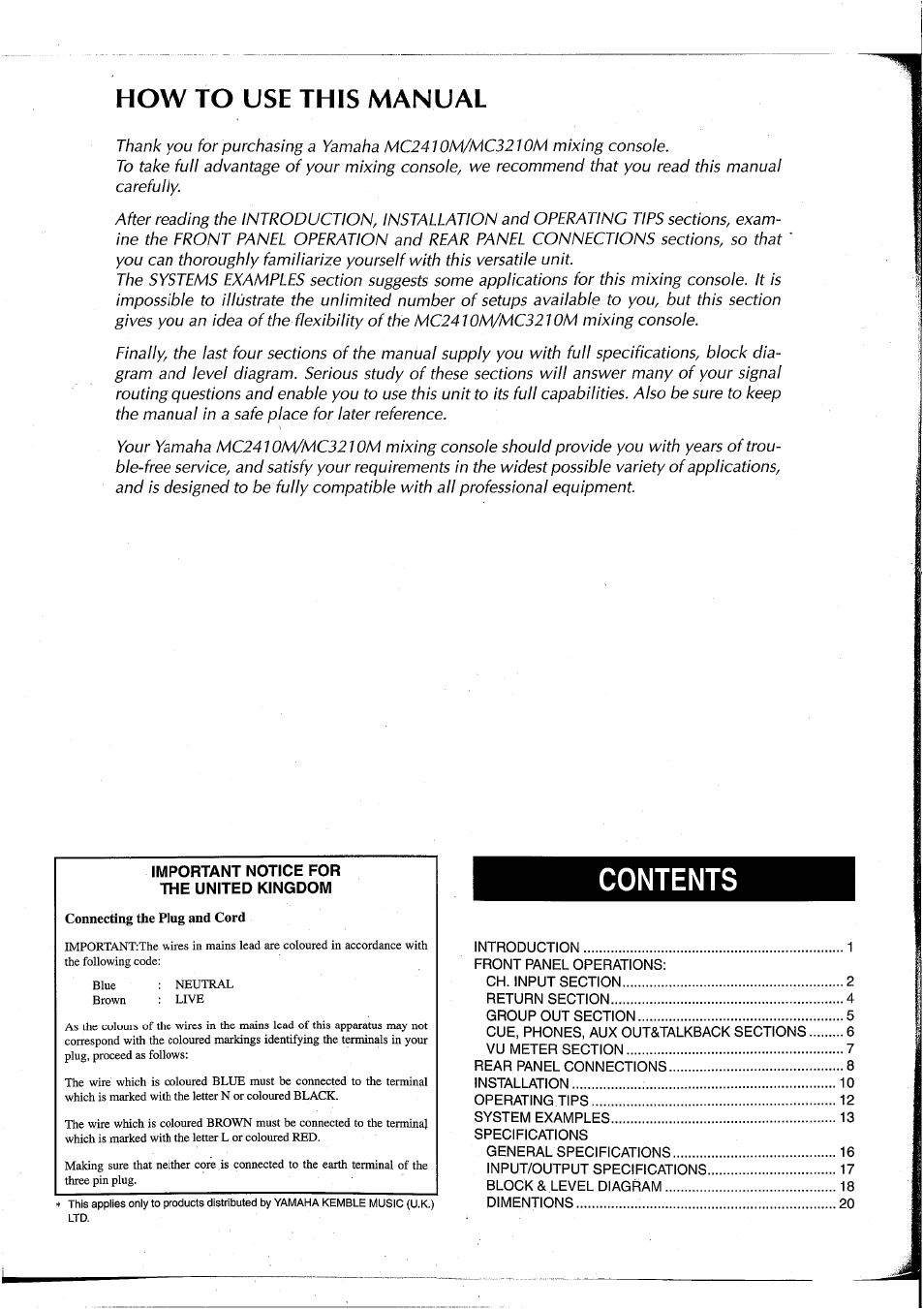 Yamaha MC2410M User Manual | Page 2 / 58