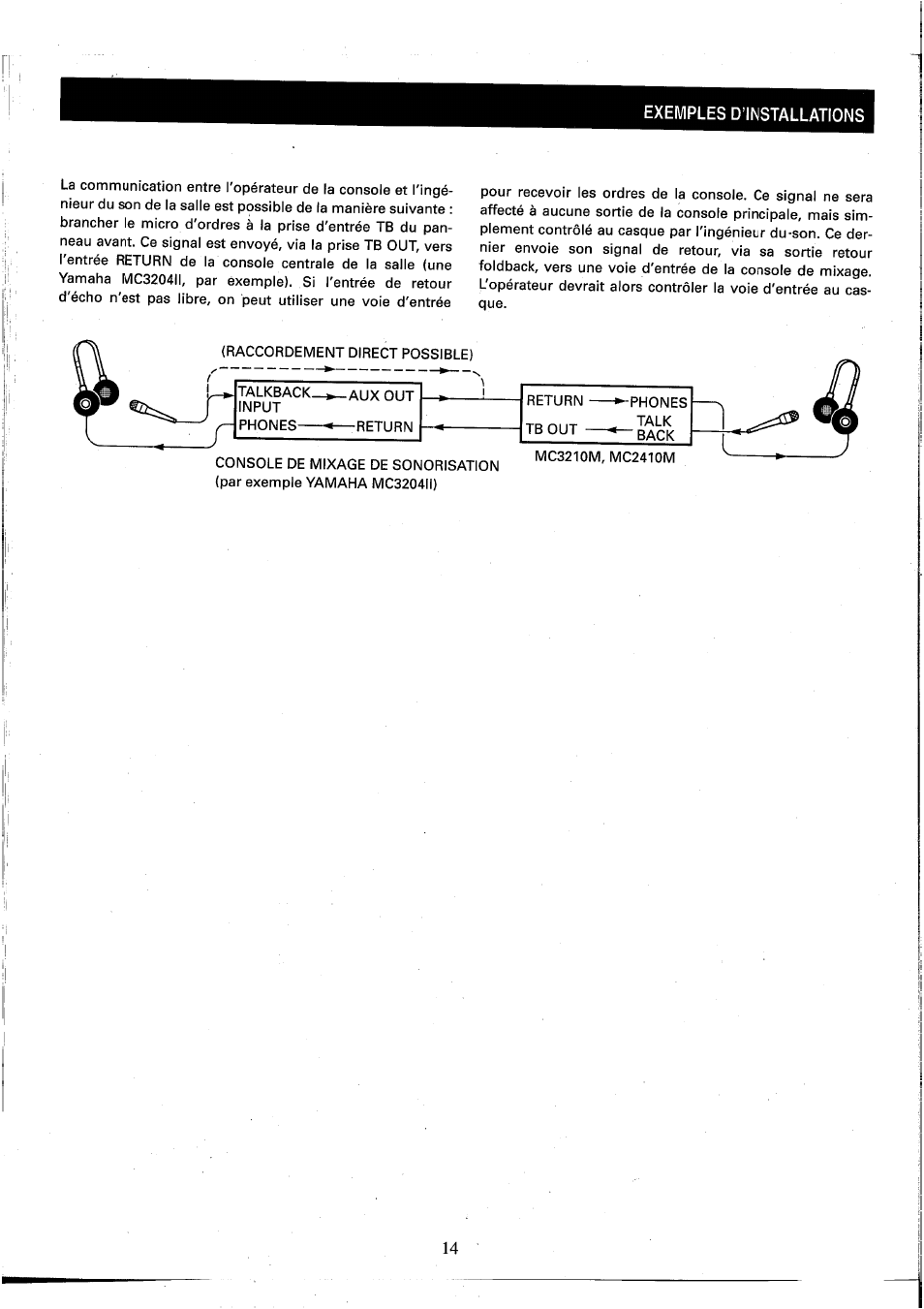 Exemples d’installations, Exemples d'installation | Yamaha MC2410M User Manual | Page 34 / 58