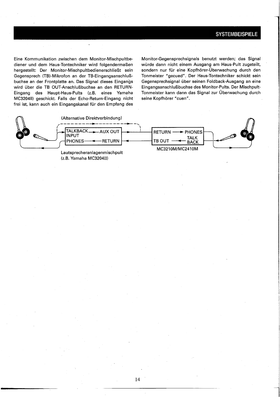 Systembeispiele, Sytembeispiele | Yamaha MC2410M User Manual | Page 52 / 58