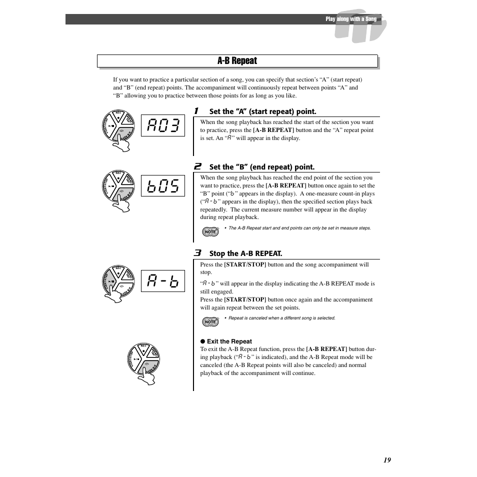 A-b repeat, A03 b05 a-b | Yamaha DD-55C User Manual | Page 19 / 47