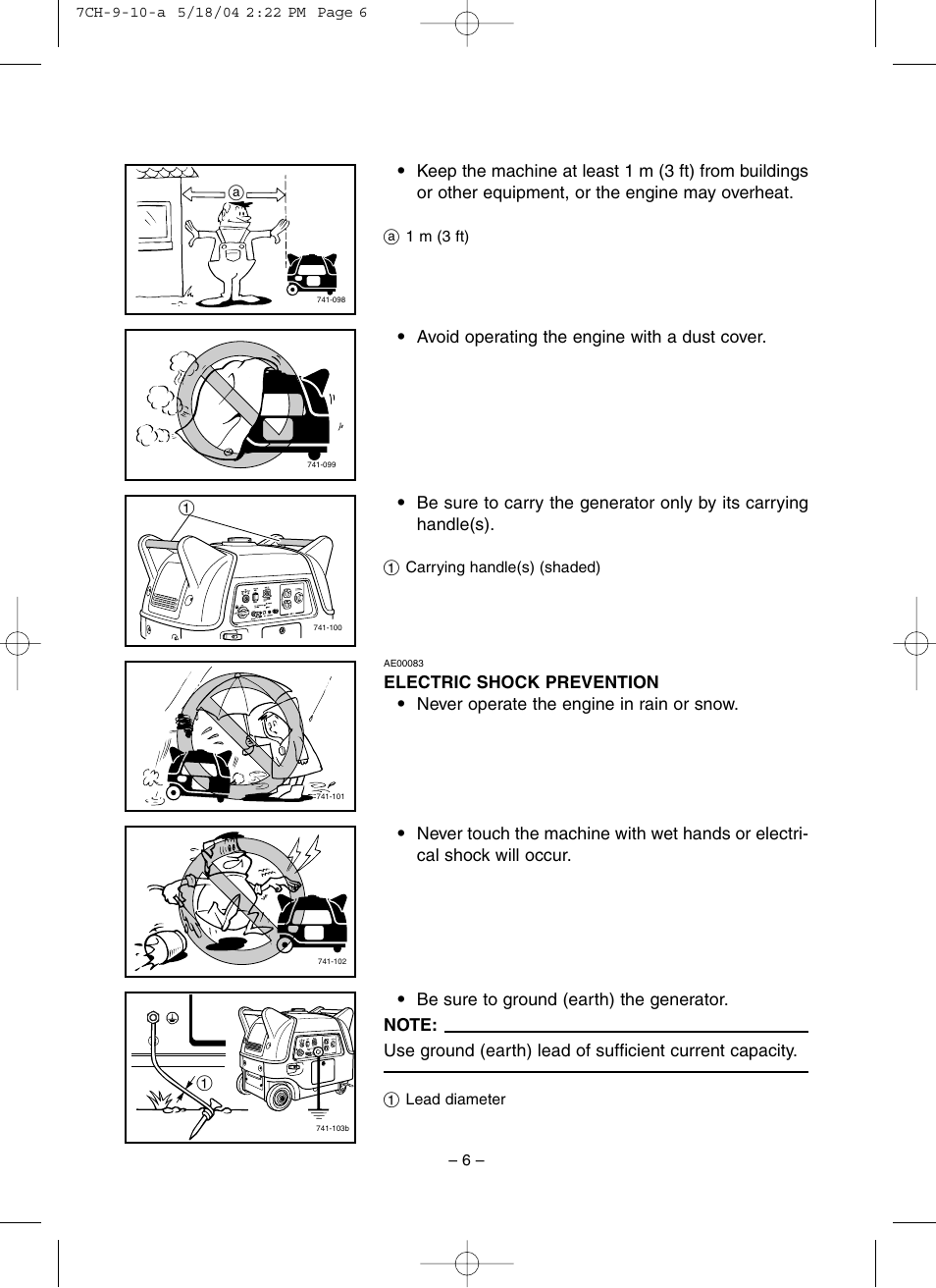 Electric shock prevention | Yamaha EF3000iSE User Manual | Page 11 / 47