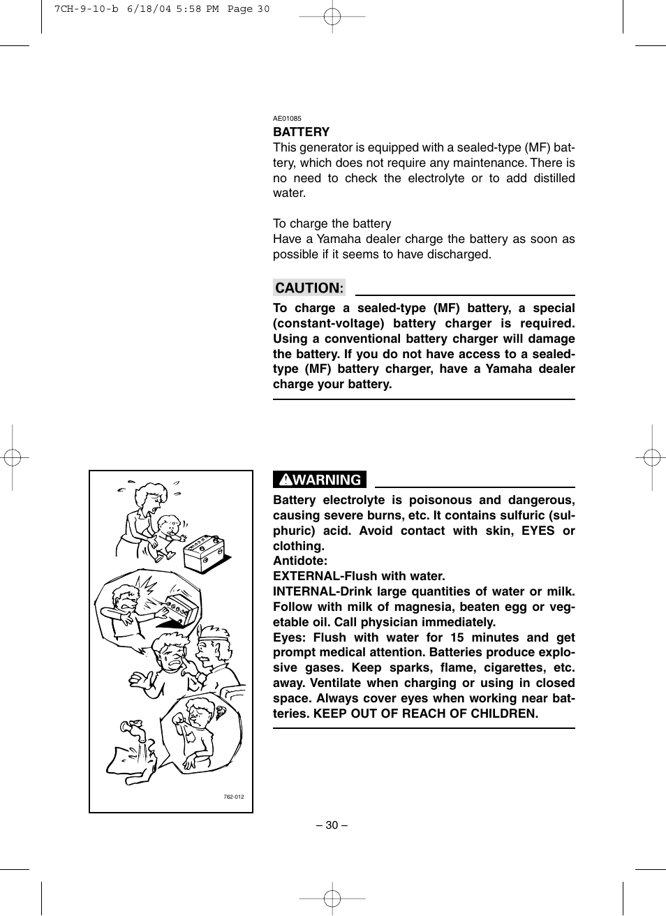 Battery | Yamaha EF3000iSE User Manual | Page 35 / 47