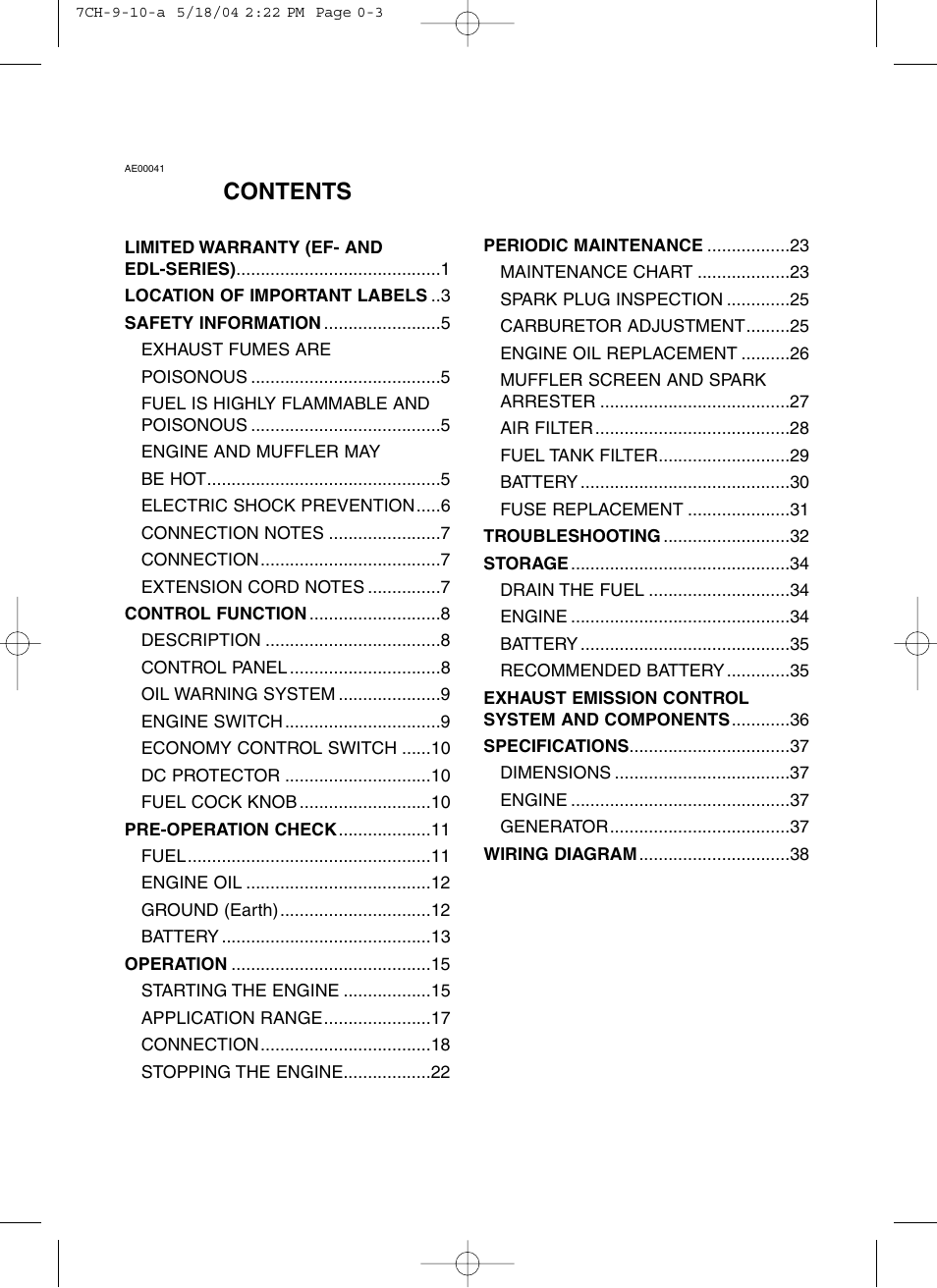 Yamaha EF3000iSE User Manual | Page 5 / 47