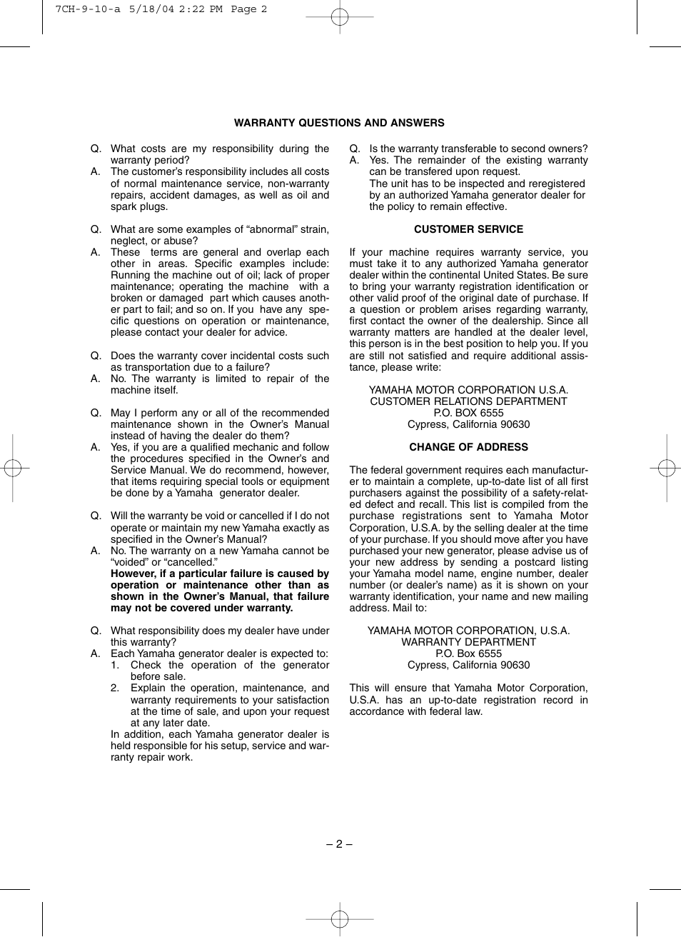 Yamaha EF3000iSE User Manual | Page 7 / 47