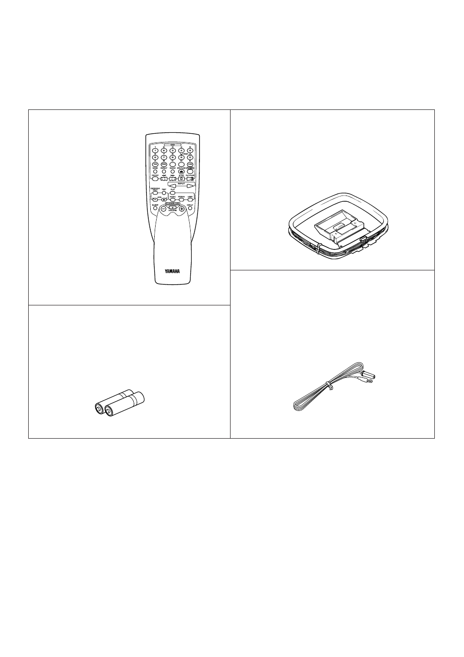 Supplied accessories, Accessoires fournis, Mitgeliefertes zubehör | Medföljande tillbehör, Accessori in dotazione, Accesorios incluidos, Bijgeleverde accessoires, Remote control transmitter, Télécommande, Fernbedienung | Yamaha EMX100RDS User Manual | Page 2 / 53