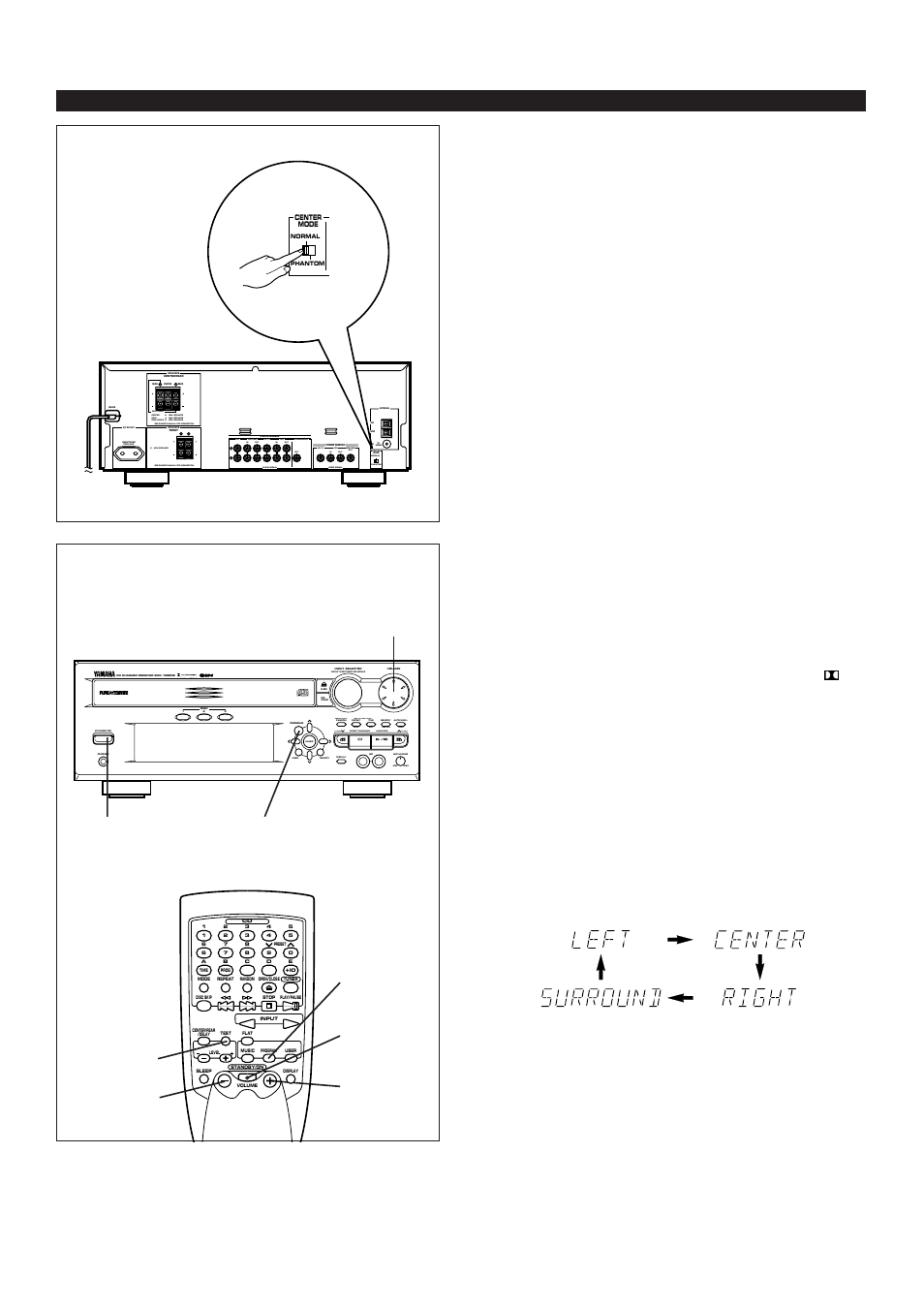 Speaker balance adjustment, E-14 speaker balance adjustment, Before operation | Press the standby/on switch to turn the power on, Aux tape•md ld•tv audio signal vcr subwoofer, Normal phantom | Yamaha EMX100RDS User Manual | Page 22 / 53