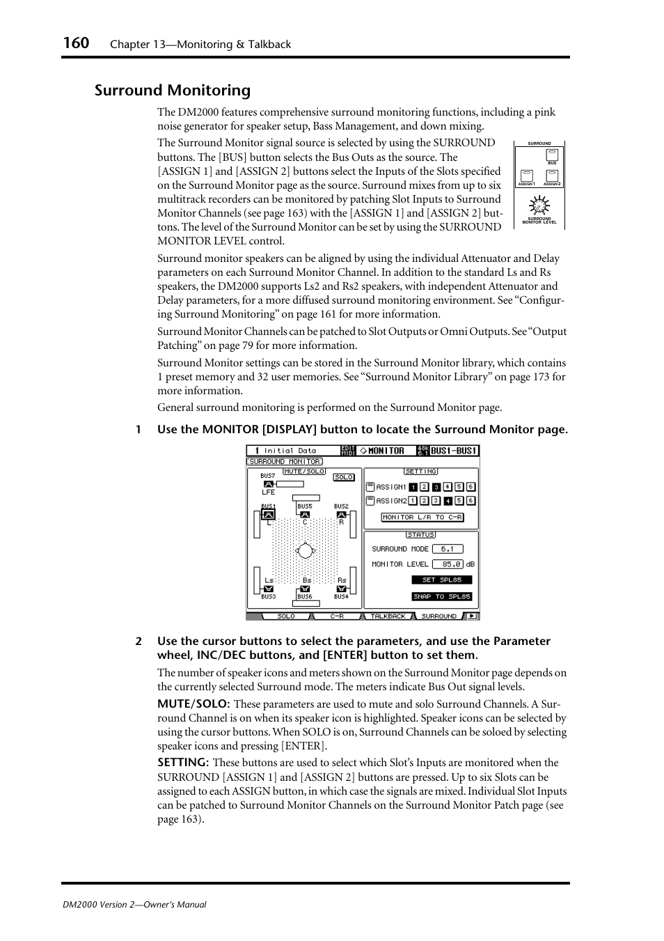 Surround monitoring | Yamaha DM2000 User Manual | Page 160 / 402