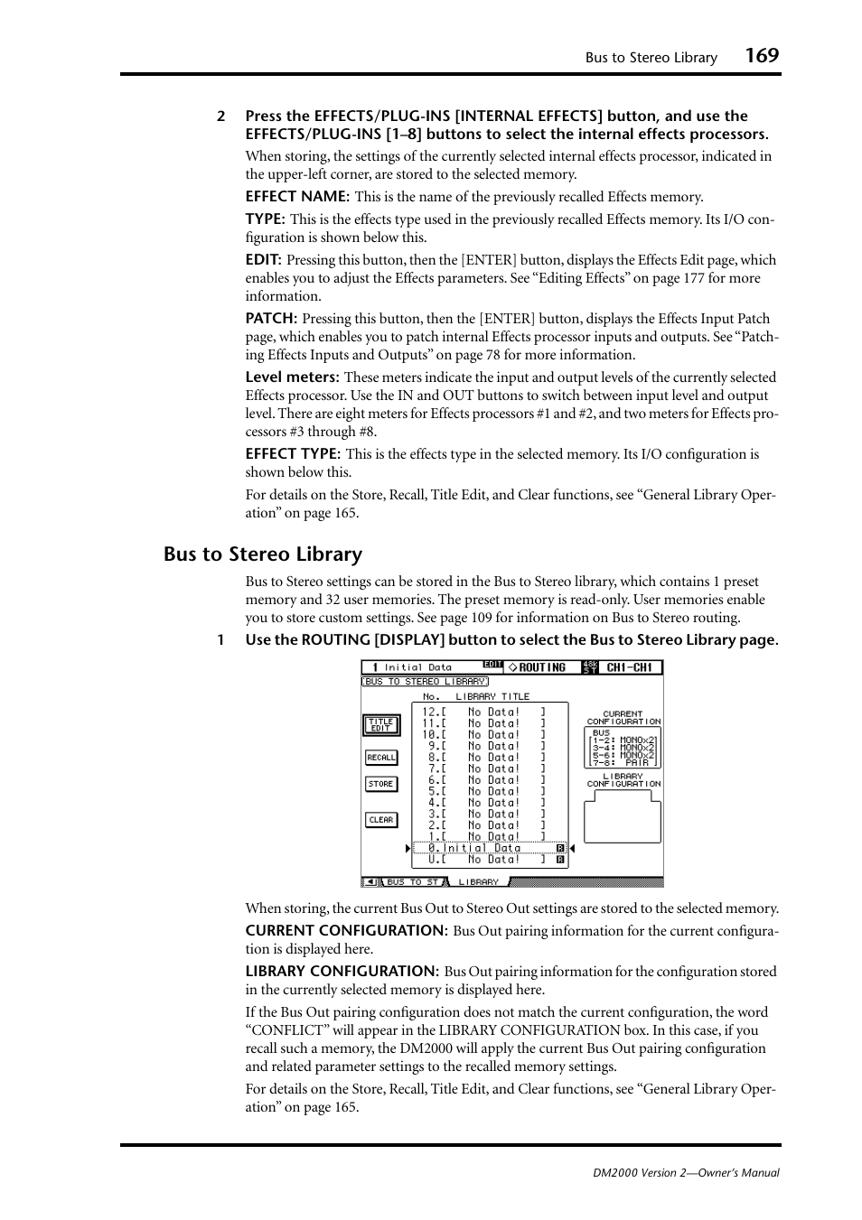 Bus to stereo library | Yamaha DM2000 User Manual | Page 169 / 402