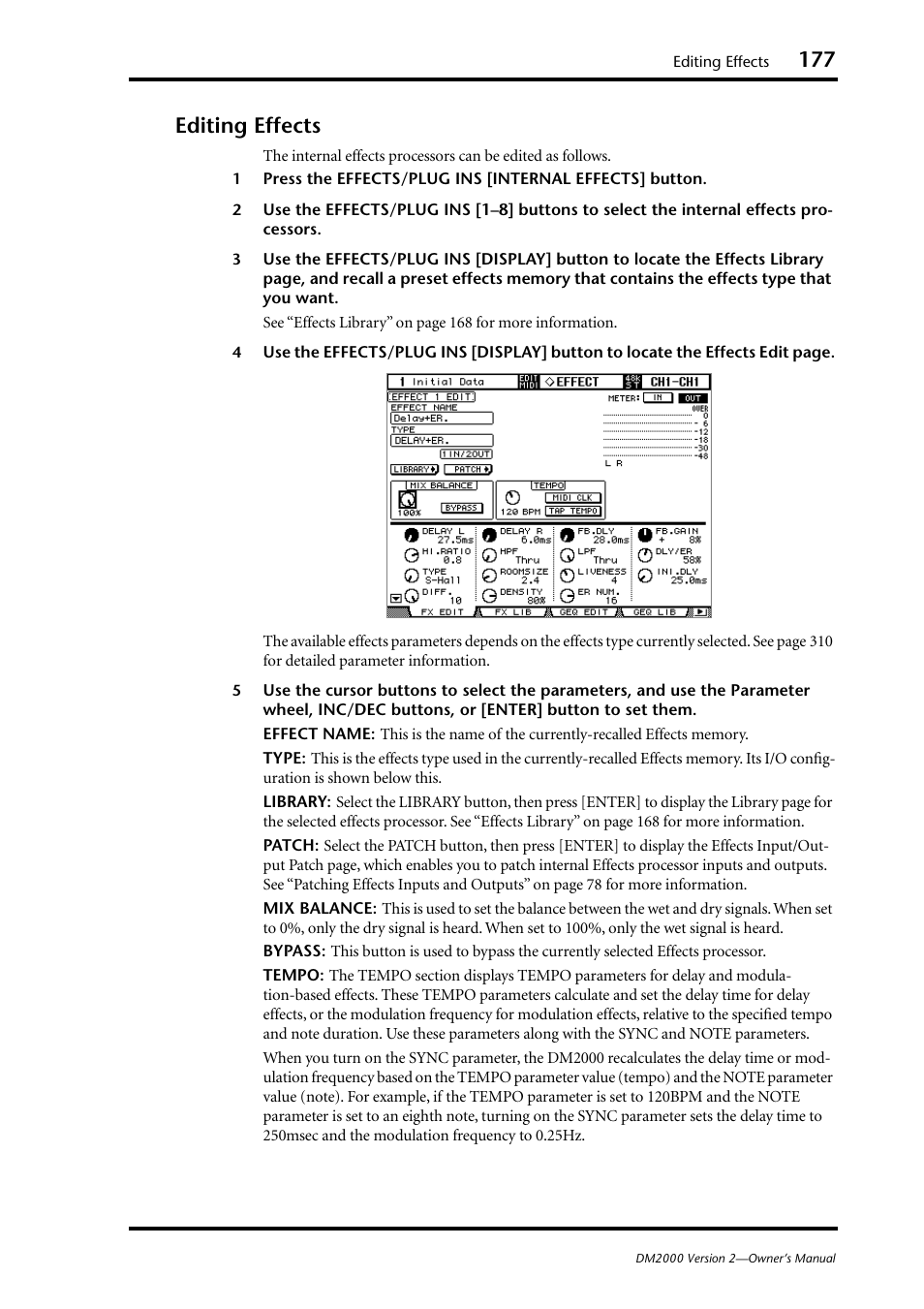 Editing effects | Yamaha DM2000 User Manual | Page 177 / 402