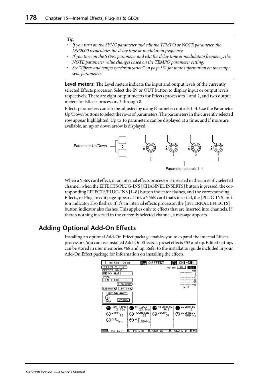 Adding optional add-on effects | Yamaha DM2000 User Manual | Page 178 / 402