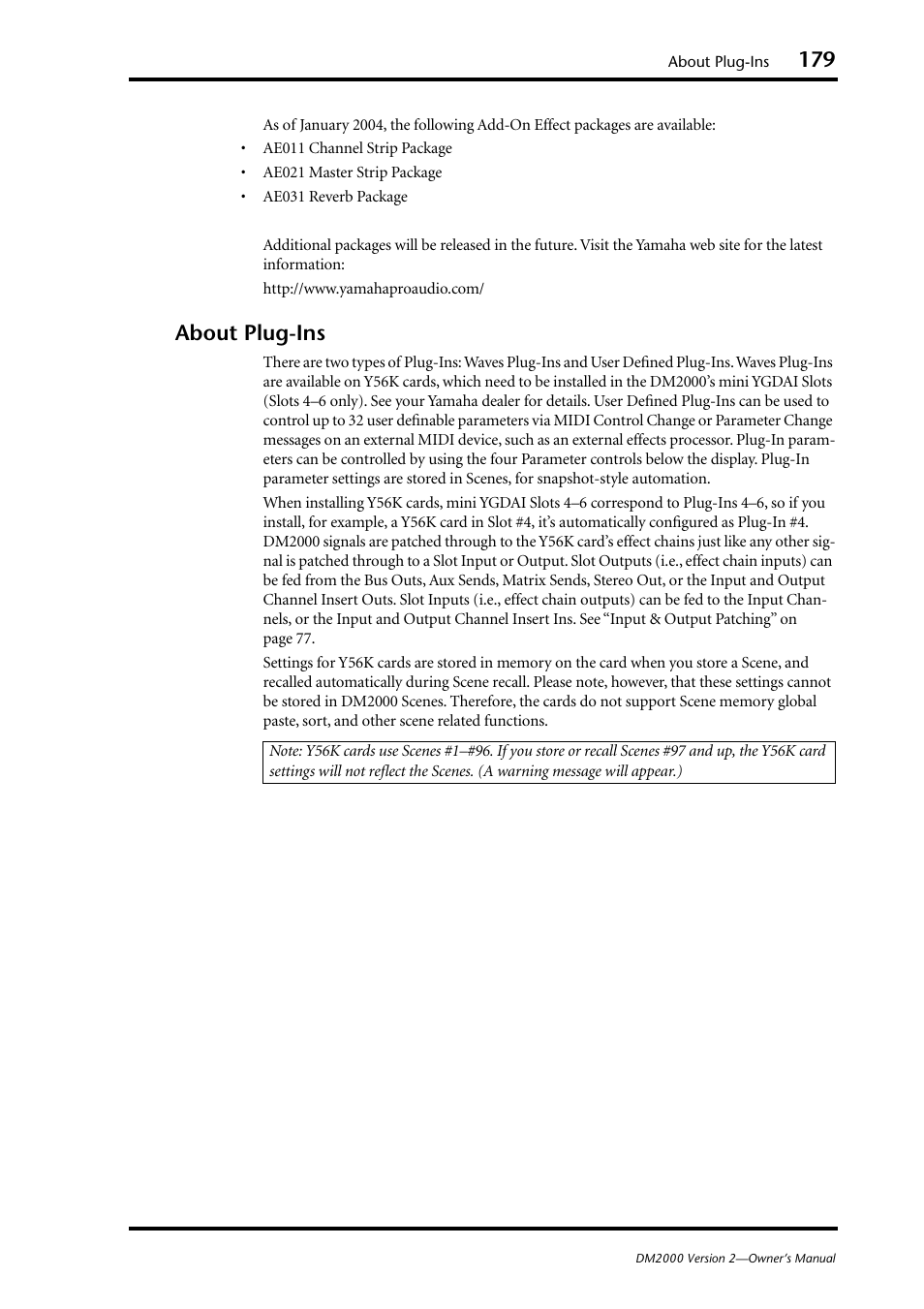 About plug-ins | Yamaha DM2000 User Manual | Page 179 / 402