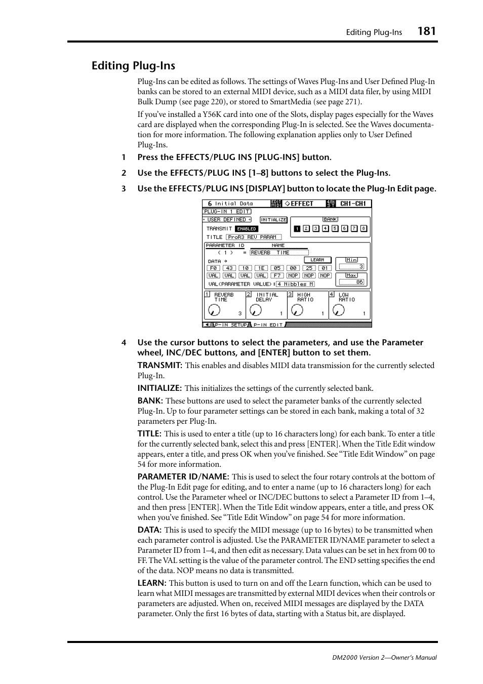 Editing plug-ins | Yamaha DM2000 User Manual | Page 181 / 402