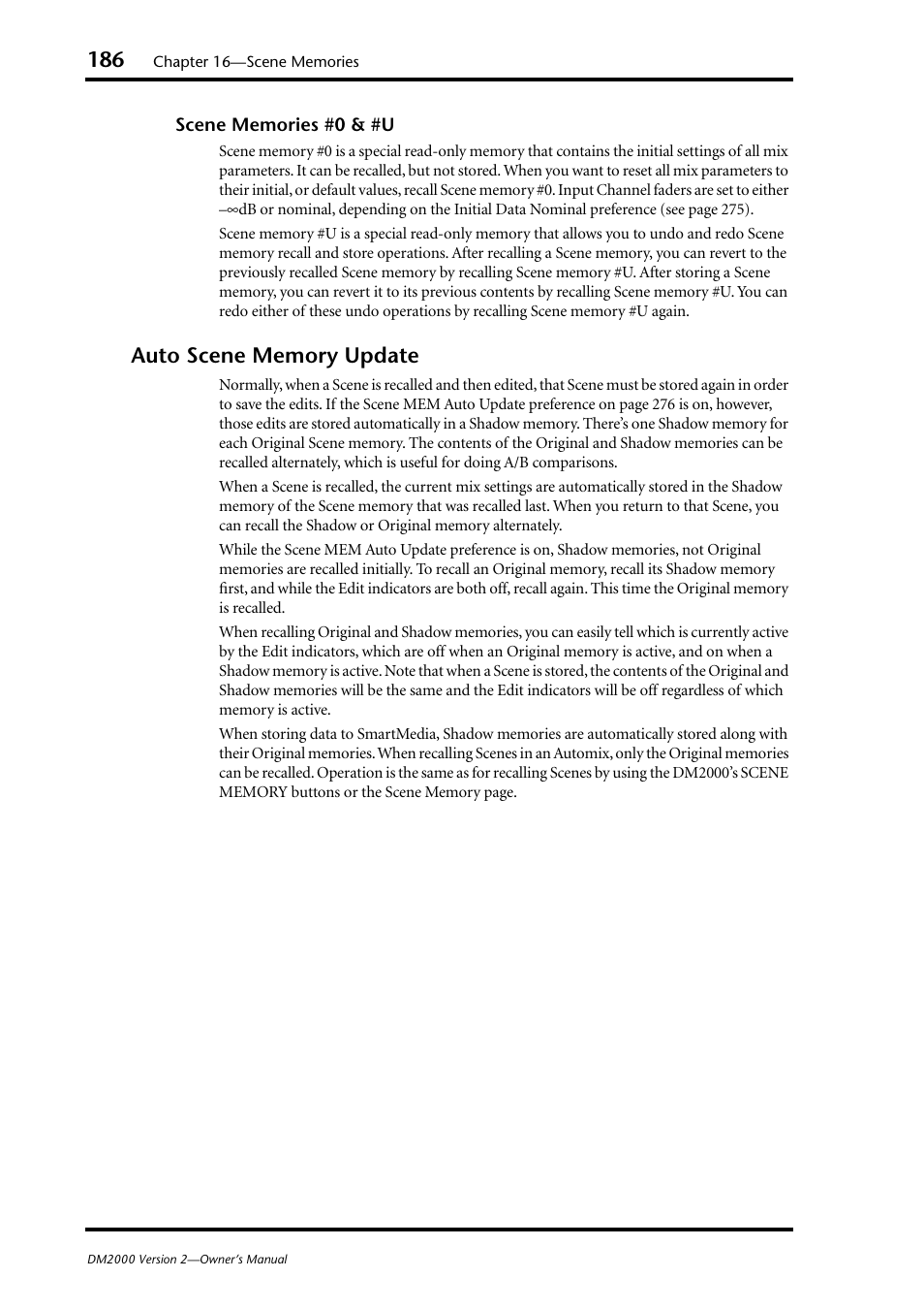 Auto scene memory update | Yamaha DM2000 User Manual | Page 186 / 402