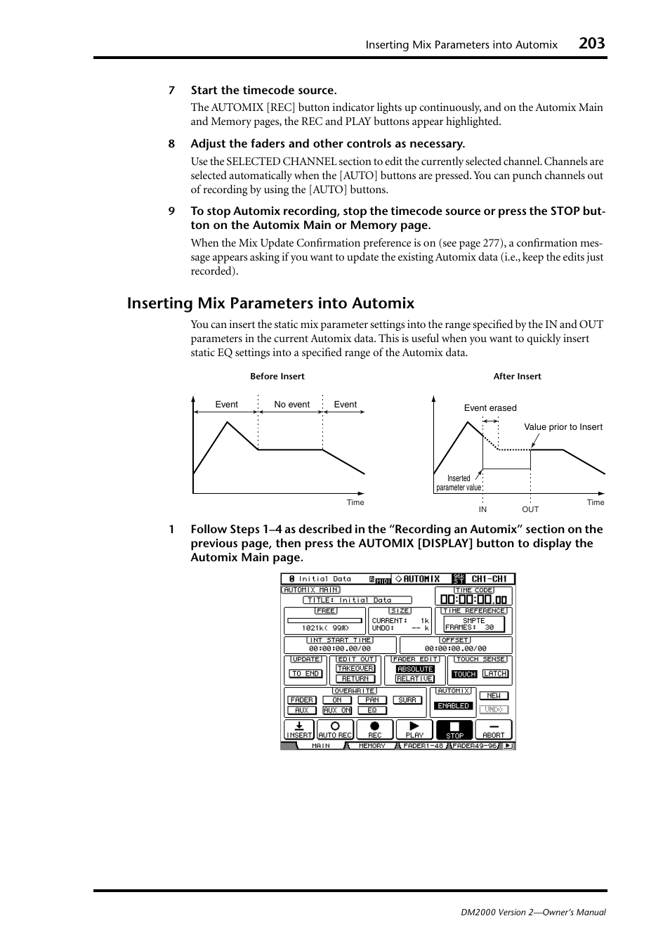 Inserting mix parameters into automix | Yamaha DM2000 User Manual | Page 203 / 402