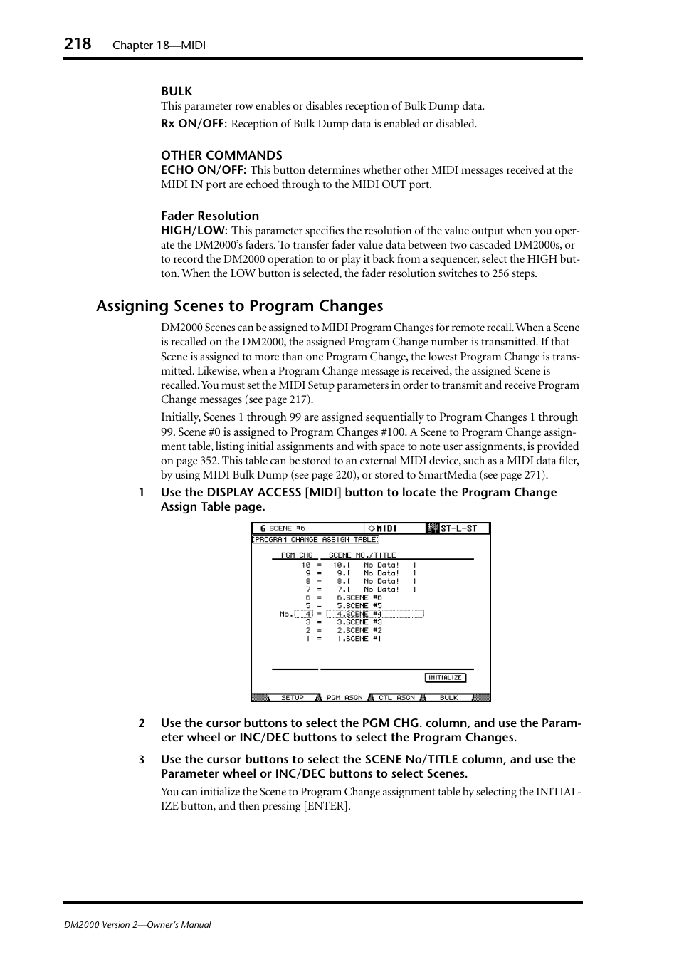 Assigning scenes to program changes | Yamaha DM2000 User Manual | Page 218 / 402