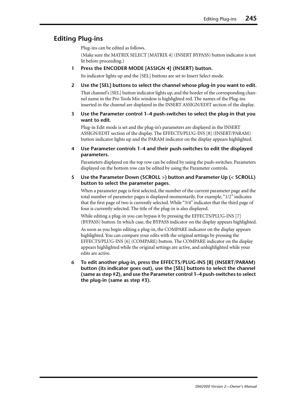 Editing plugins, Editing plug-ins | Yamaha DM2000 User Manual | Page 245 / 402