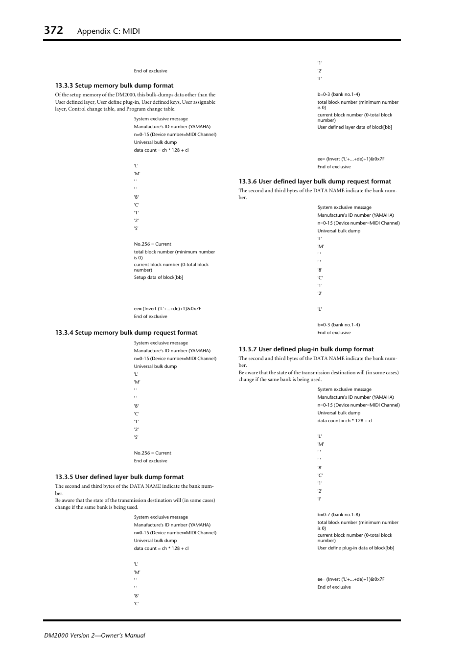 Appendix c: midi | Yamaha DM2000 User Manual | Page 372 / 402