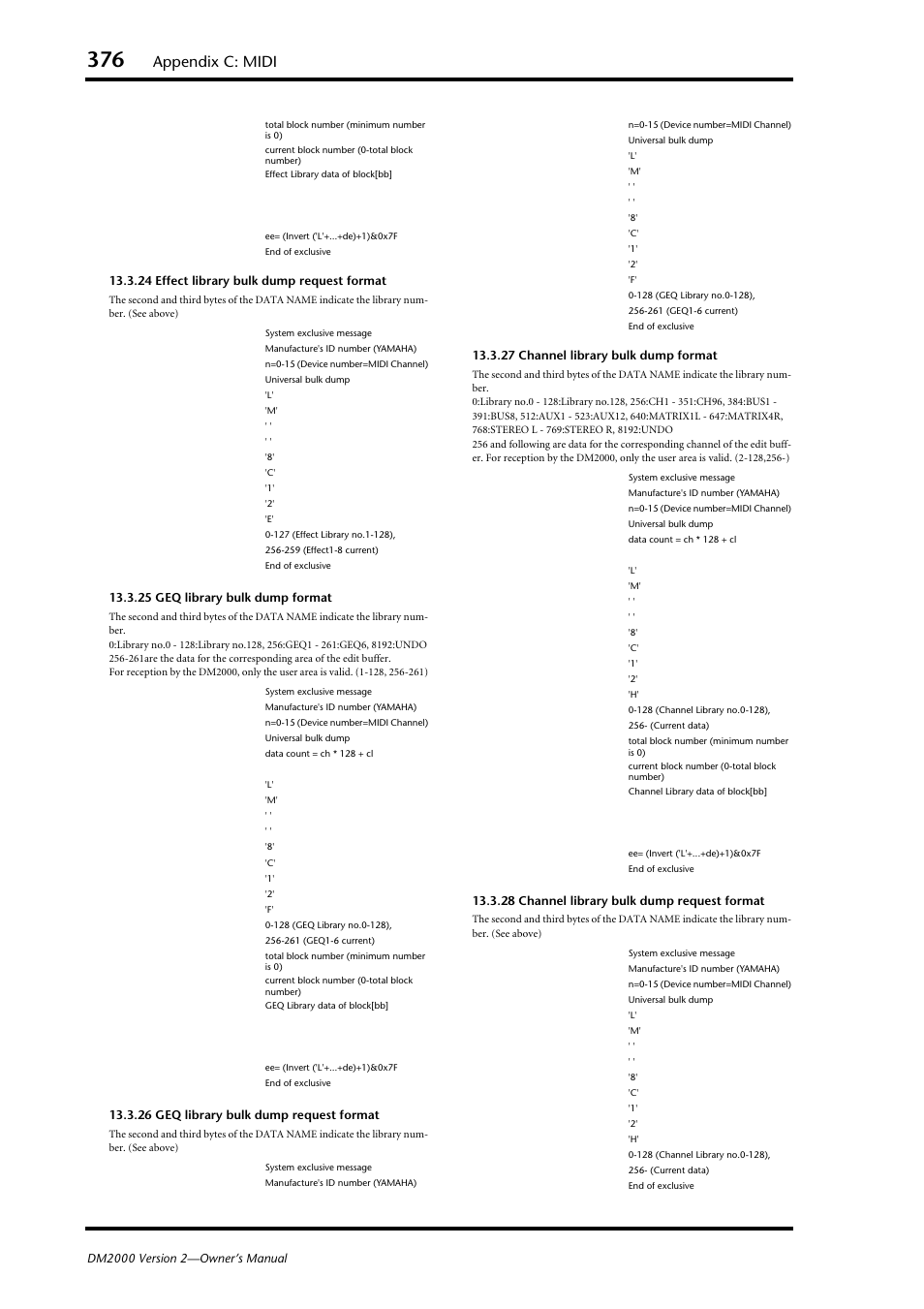 Appendix c: midi | Yamaha DM2000 User Manual | Page 376 / 402