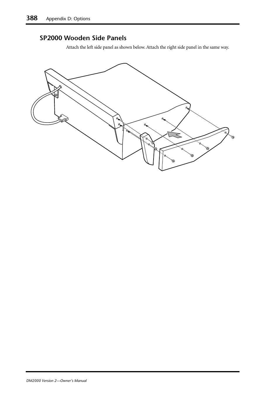 Sp2000 wooden side panels | Yamaha DM2000 User Manual | Page 388 / 402
